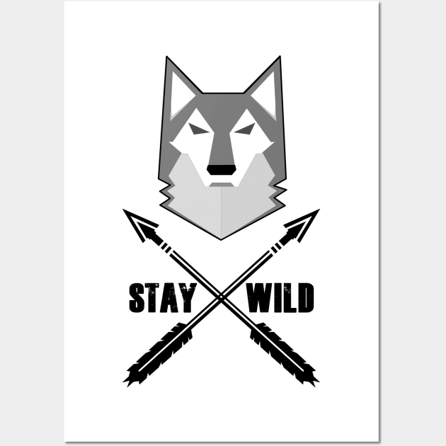 Stay Wild Wolf Wilderness Wolves Adventure Wall Art by ChrisWilson